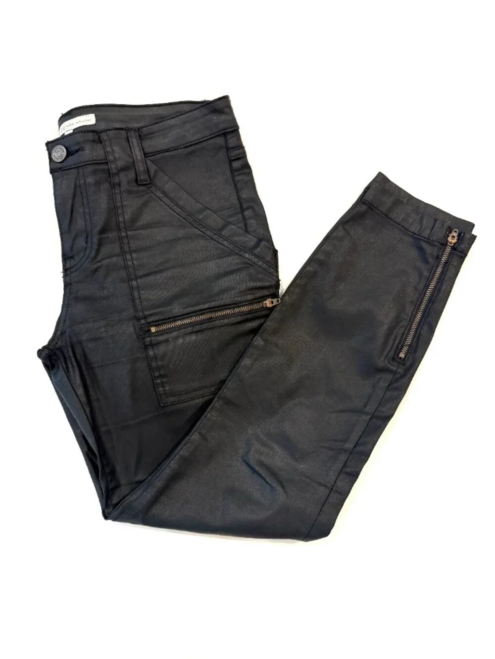 Joie "Park Skinny B" jeans, black coated denim, size 29 - Picture 4 of 9